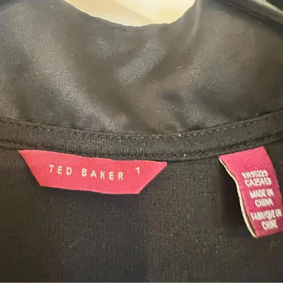 TED BAKER BLACK RUFFLE MINI DRESS SIZE SMALL  SHORT DRESS SIZE 1 - Picture 8 of 9